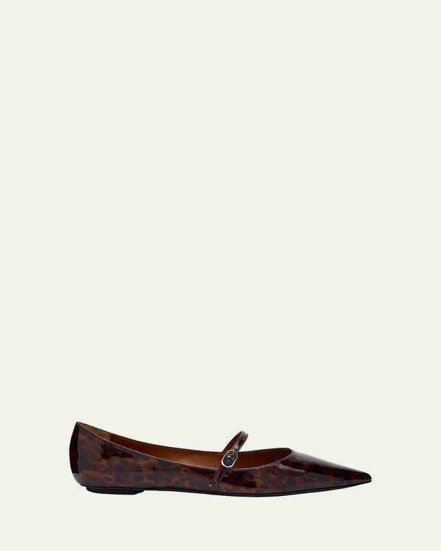 Emilia Tortoise Patent Leather Mary Jane Ballerina Flats